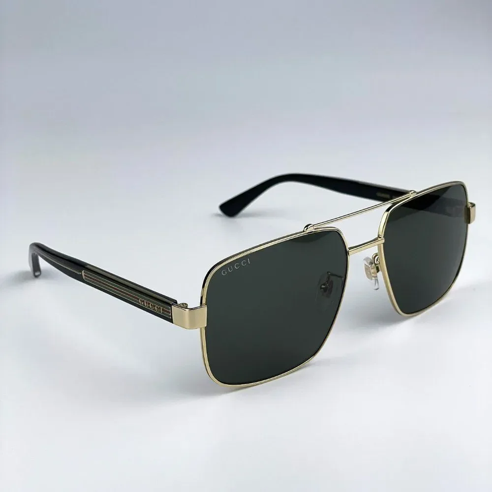 NEW Gucci GG0529S 001 Gold Black Grey Oversized Pilot Unisex Sunglasses